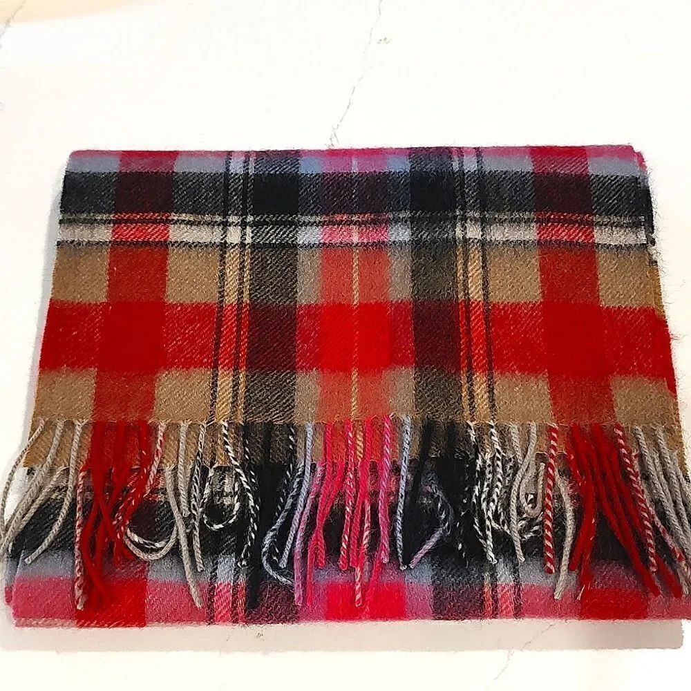 Edinburgh Lambswool Plaid Fringed Scarf